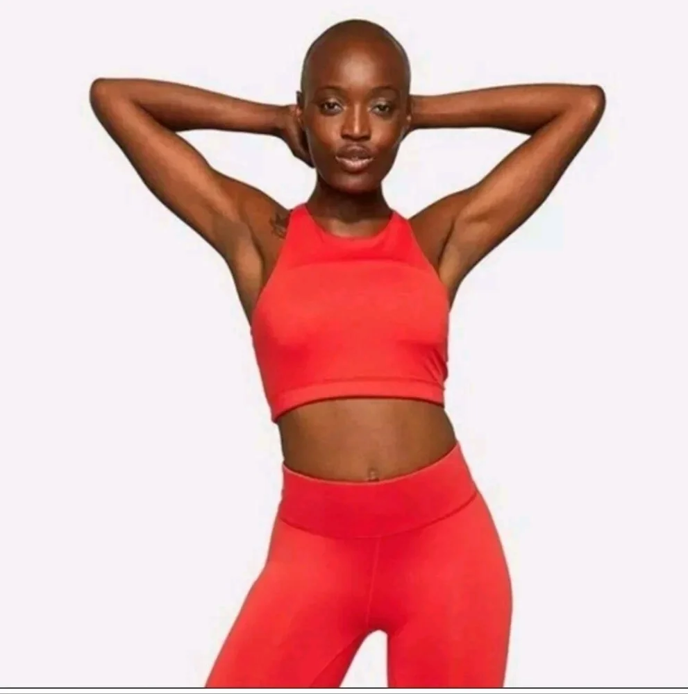 Outdoor Voices TechSweat Move Free Crop Top Bra and leggings red xs - Picture 4 of 14